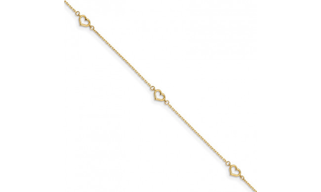 Quality Gold 14k Heart Anklet - ANK300-10
