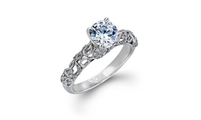 Zeghani 14k White Gold Diamond Engagement Ring