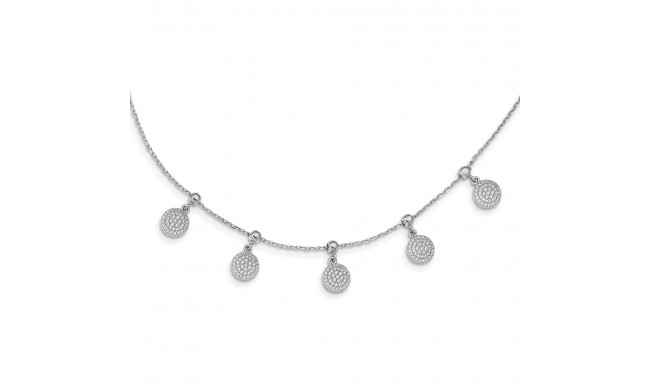 Quality Gold Sterling Silver Rhodium-plated CZ Circle Dangle Adjustable Necklace - QG5594-18