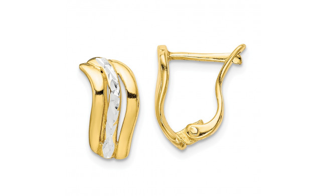 Quality Gold Sterling Silver & Gold Tone Diamond Cut Hoop Earrings - QE14892