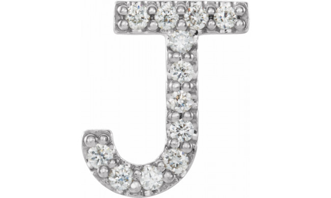 14K White .05 CTW Diamond Single Initial J Earring - 867976045P