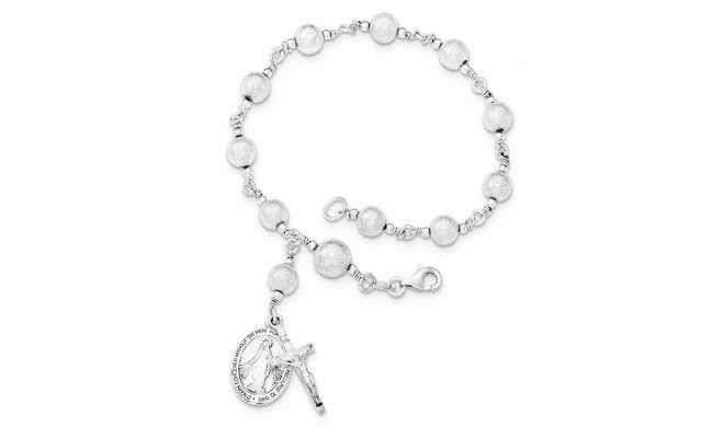 Quality Gold Sterling Silver Polished Laser-cut Rosary Bracelet - QH5137-7.75