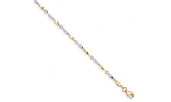 Quality Gold 14k Two Tone Polished Anklet - ANK280-10