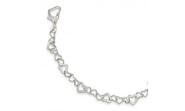 Quality Gold Sterling Silver Linked Heart Bracelet - QG3089-7.5