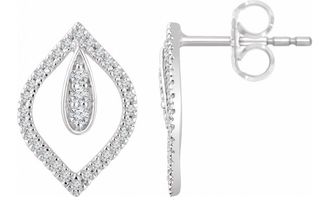 14K White 1/4 CTW Diamond Freeform Earrings - 65285960002P