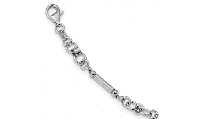 Quality Gold Sterling Silver Rhodium-plated Polished Fancy Link Bracelet - QG4546-7