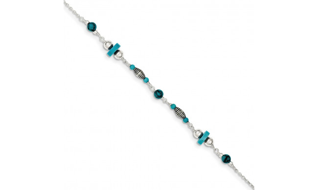 Quality Gold Sterling Silver Turquoise Anklet Bracelet - QG1393-9