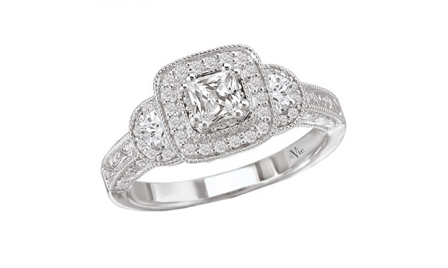 14k White Gold Halo Semi-Mount Diamond Engagement Ring