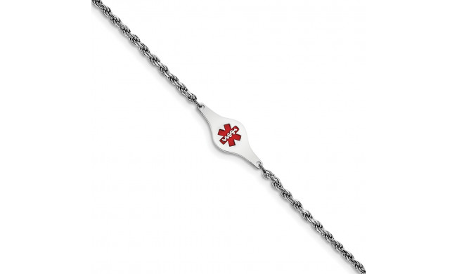 Quality Gold Sterling Silver Rhod-plated Children's Medical ID Rope Link Bracelet - XSM60-6