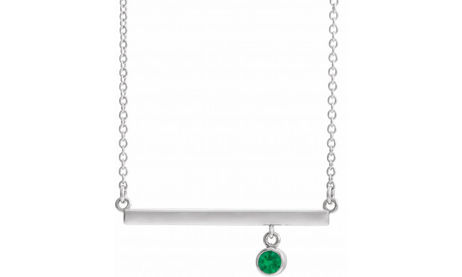14K White Emerald Bezel-Set 18 Bar Necklace - 869056110P