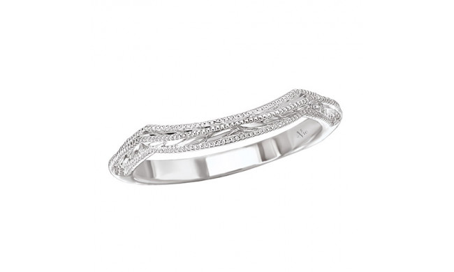 La Vie 14k White Gold Milgrain Curved Wedding Band