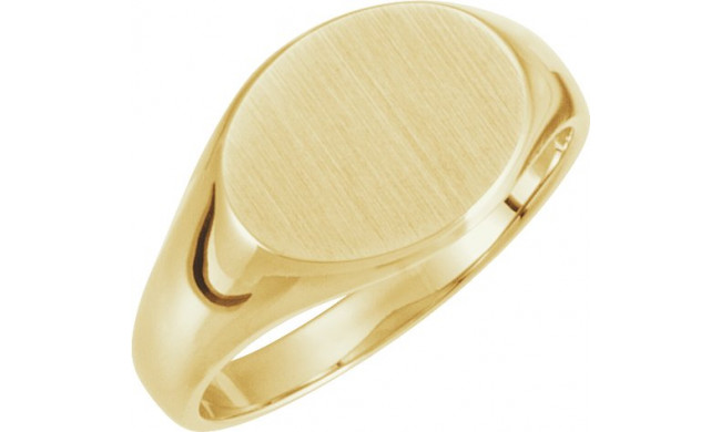 10K Yellow 12x9 mm Oval Signet Ring - 554564371P