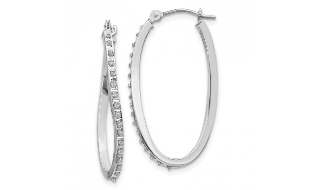 Quality Gold 14k White Gold Diamond Fascination Twist Hinged Hoop Earrings - DF224