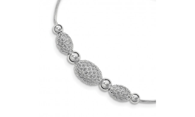 Quality Gold Sterling Silver Snake Chain  Large Filigree Beads Bracelet - QG3749-7.5