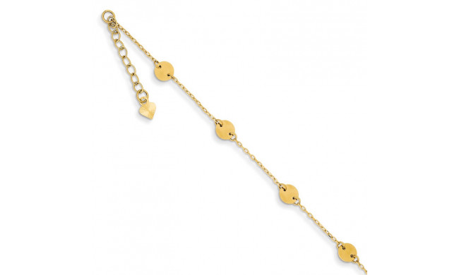 Quality Gold 14k Polished Disc Adjustable Anklet - ANK195-9