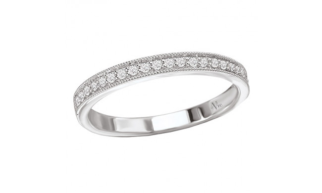 La Vie 14k White Gold Diamond Milgrain Wedding Band