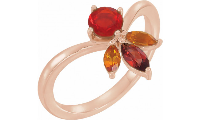 14K Rose Multi-Gemstone Ring - 72045602P