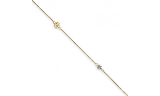 Quality Gold 14k Two Tone Puff Circle with Anklet - ANK226-10