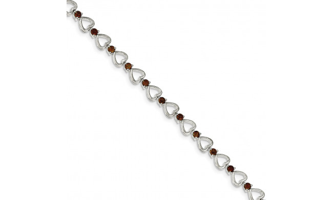 Quality Gold Sterling Silver Garnet Bracelet - QX176GA