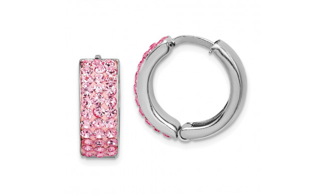 Quality Gold Sterling Silver Pink Preciosa Crystal Small Hinged Hoop Earrings - QE9554