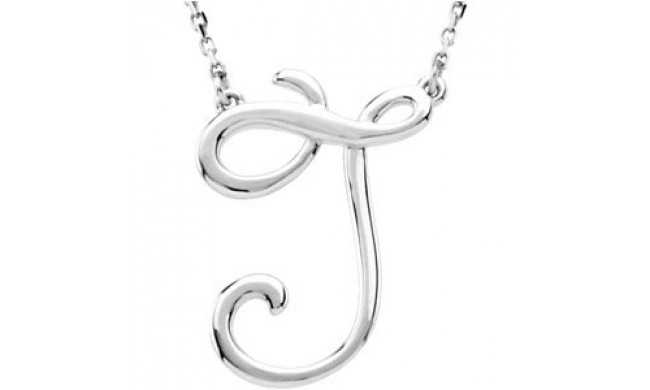 14K White Script Initial J 16 Necklace - 84635206P