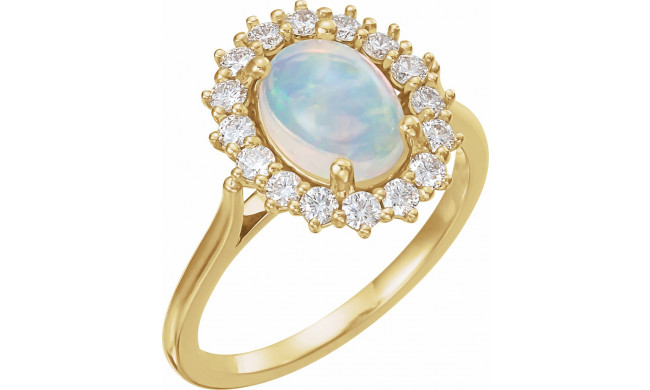 14K Yellow Ethiopian Opal & 3/8 CTW Diamond Ring - 72070609P
