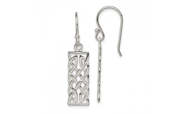 Quality Gold Sterling Silver Polished Rectangular Dangle Earrings - QE6945