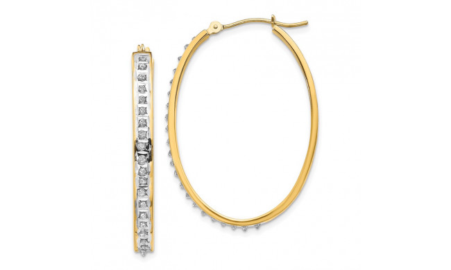 Quality Gold 14k Diamond Fascination Oval Hinged Hoop Earrings - DF135