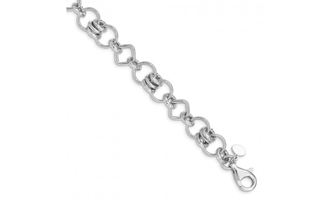 Quality Gold Sterline Silver Rhodium Plated Polished Mixed Link Bracelet - QG4835-7.75