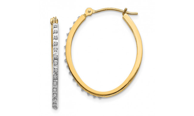 Quality Gold 14k Diamond Fascination Oval Hinged Hoop Earrings - DF124