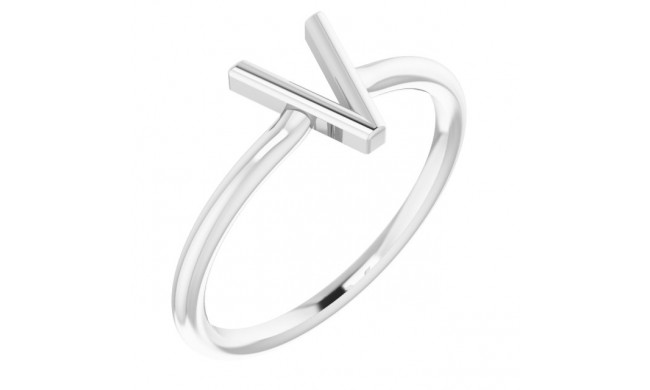 14K White Initial V Ring - 51895227P