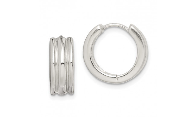 Quality Gold Sterling Silver Ridged Hoop Earrings - QE3474