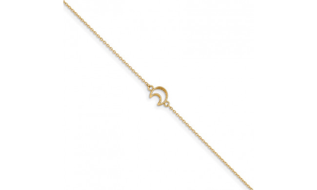 Quality Gold 14k Gold Textured and Polished Moon  Anklet - ANK274-10