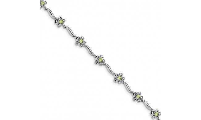 Quality Gold Sterling Silver Rhodium-plated Floral Peridot Bracelet - QX982PE
