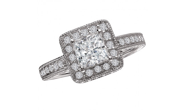 18k White Gold Halo Semi-Mount Diamond Engagement Ring