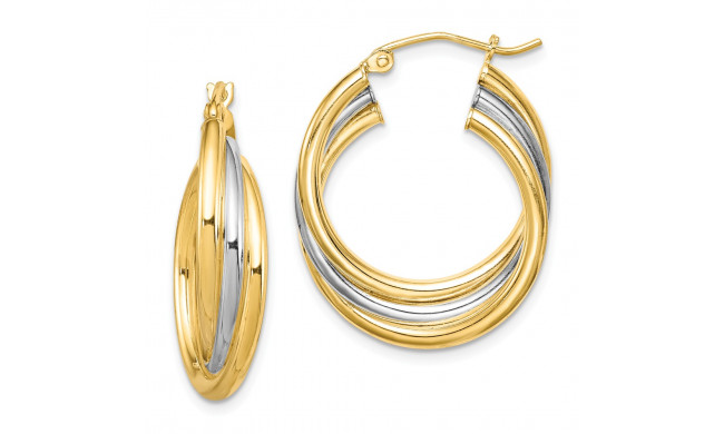 Quality Gold Sterling Silver Rhodium-plated & Gold-plated Hoop Earrings - QE8439