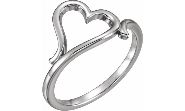 14K White Heart Ring - 51573101P