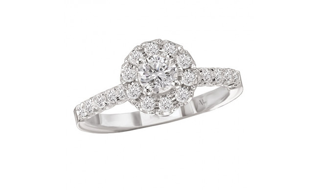 14k White Gold Halo Semi-Mount Diamond Engagement Ring