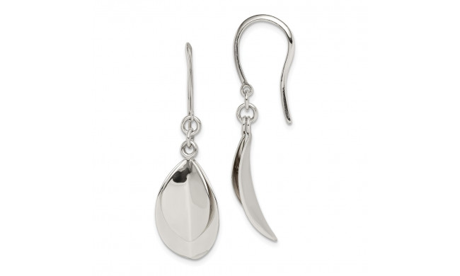 Quality Gold Sterling Silver Polished Leaf Dangle Earrings - QE14706