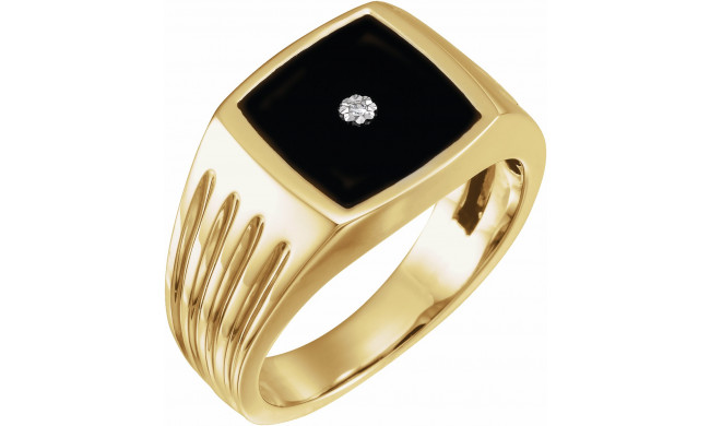 14K Yellow Onyx & .005 CTW Diamond Grooved Ring - 651637100P
