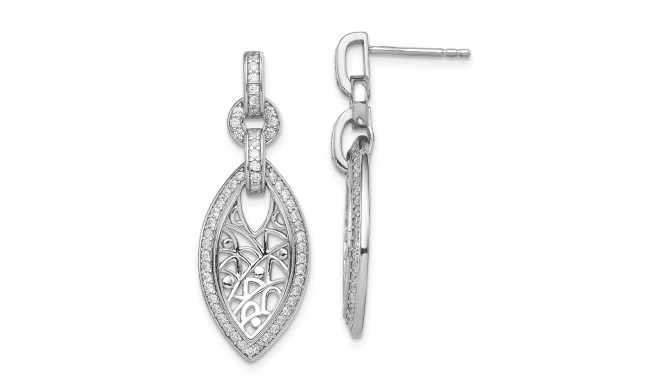 Quality Gold Sterling Silver Rhodium-plated with CZ Post Dangle Earrings - QE13480