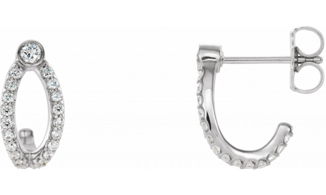 14K White 1/3 CTW Diamond J-Hoop Earrings - 86816600P