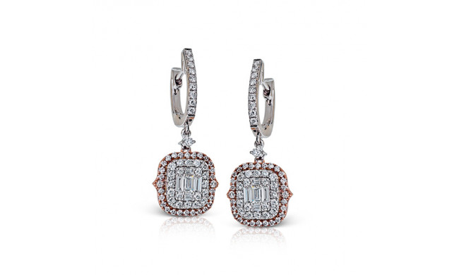 Zeghani 14k White & Rose Gold Diamond Earrings