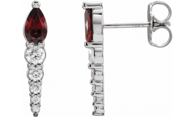14K White Mozambique Garnet & 1/4 CTW Diamond Earrings - 870256015P
