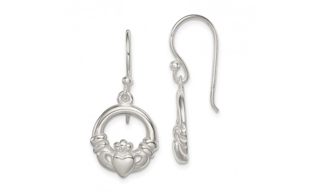 Quality Gold Sterling Silver Claddagh Dangle Earrings - QE6943