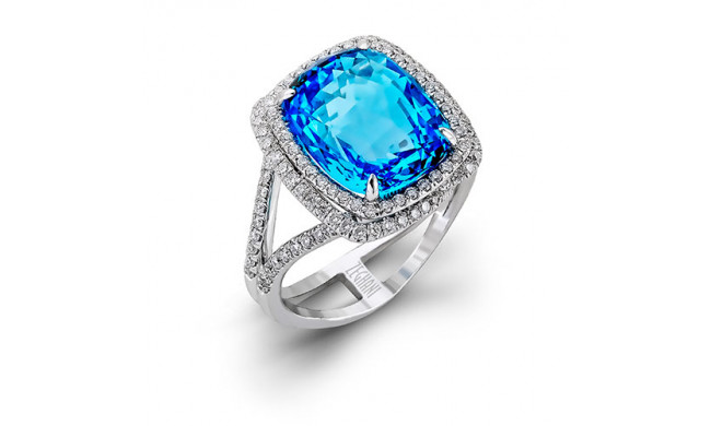 Zeghani 14k White Gold Diamond & Topaz Engagement Ring