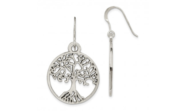 Quality Gold Sterling Silver Tree of Life Dangle Earrings - QE14687