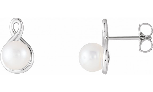 14K White Pearl Earrings - 86726600P