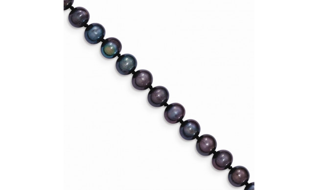 Quality Gold 14k Black Near Round Freshwater Cultured Pearl Bracelet - BPN060-7.5