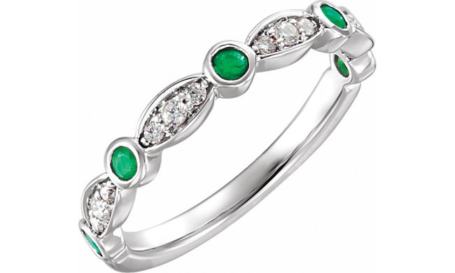 14K White Emerald & 1/6 CTW Diamond Ring - 65198960000P